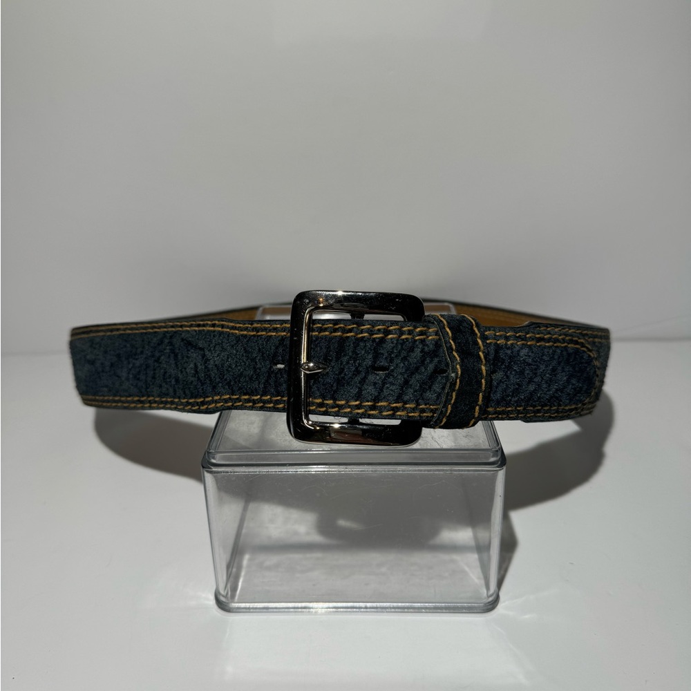 Lyntone Vintage Genuine Blue Suede Leather Belt 2570 Casual Western Sz 34 Unisex